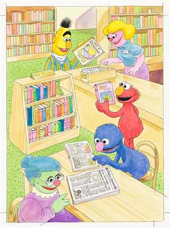 SESAME STREET CTW Library with Grover, Bert and Elmo.